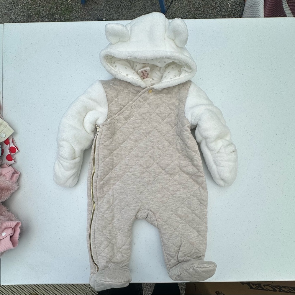 Quilted Baby snowsuit with Bear Ears